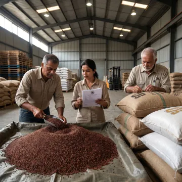 Quality inspection of ragi before bulk delivery