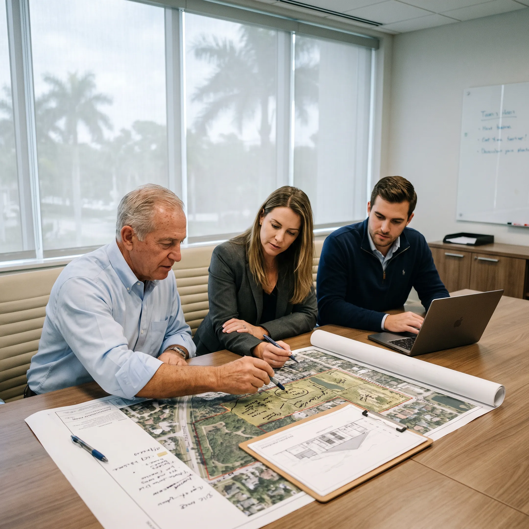 Commercial development property reviewed by real estate professionals