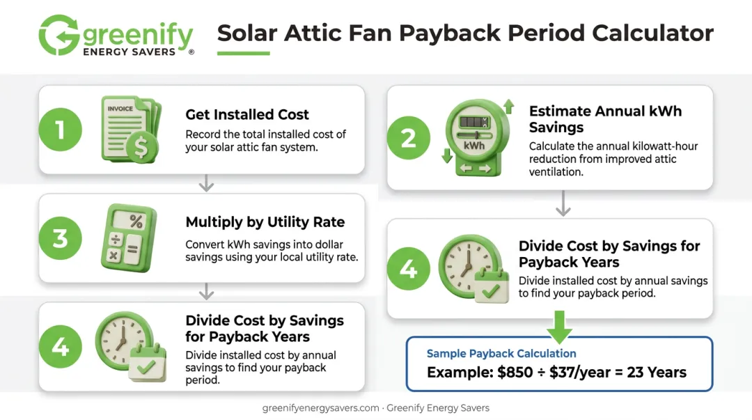 4-step solar attic fan ROI payback period calculation framework