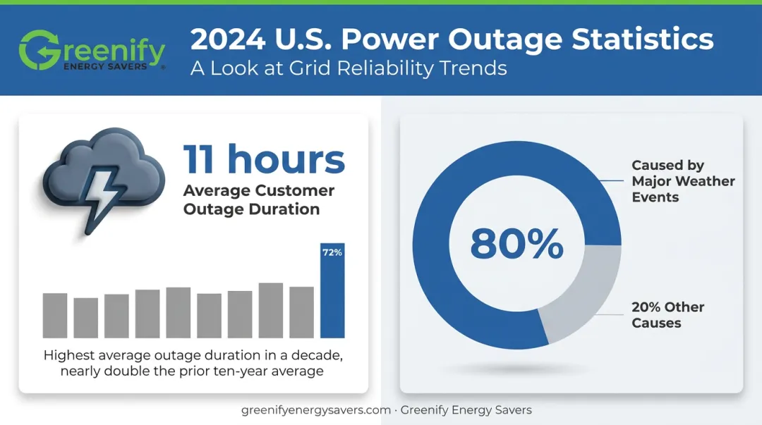 U.S. power outage duration trend showing weather-related causes in 2024