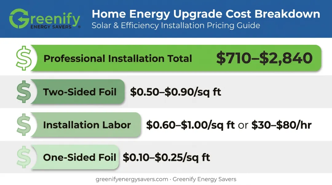 Radiant barrier material and installation cost breakdown per square foot