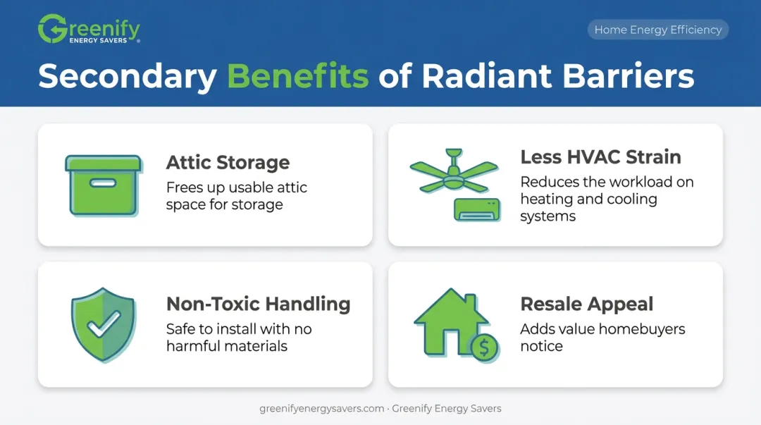 Four secondary benefits of radiant barrier installation for attic storage and HVAC