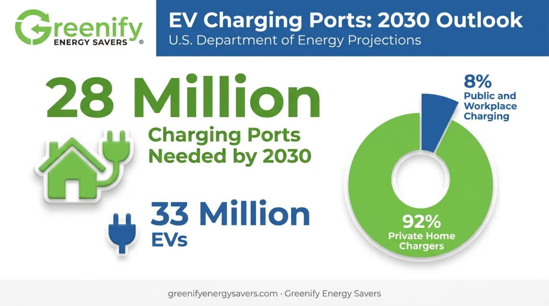 EV charging port growth projection statistics for 2030 US homes