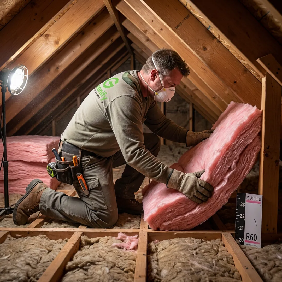 Home insulation contractor improving attic efficiency