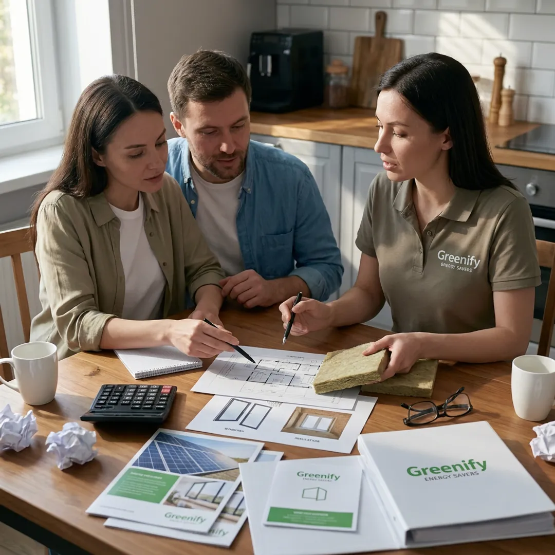 Home energy specialist reviewing efficient renovation plans