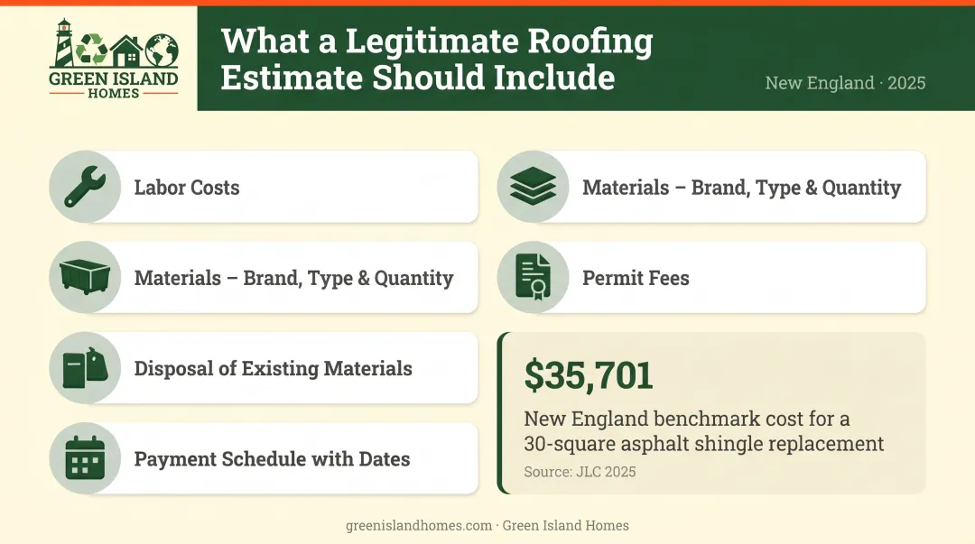 Roofing estimate line items breakdown comparing bids beyond the final price