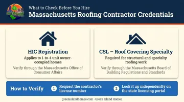 Massachusetts roofing contractor licensing requirements HIC and CSL verification steps