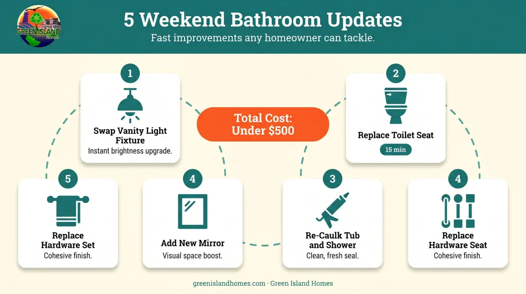 5 high-impact weekend bathroom DIY updates under 500 dollars total cost