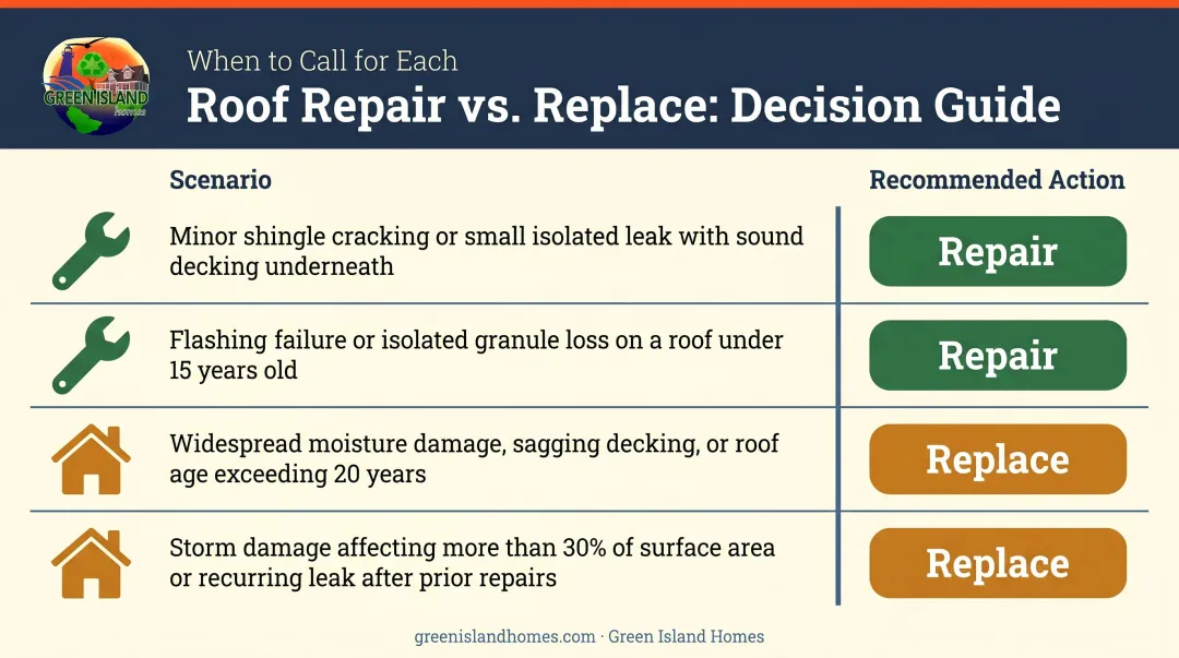 Cedar shake roof repair versus replacement decision guide comparison table