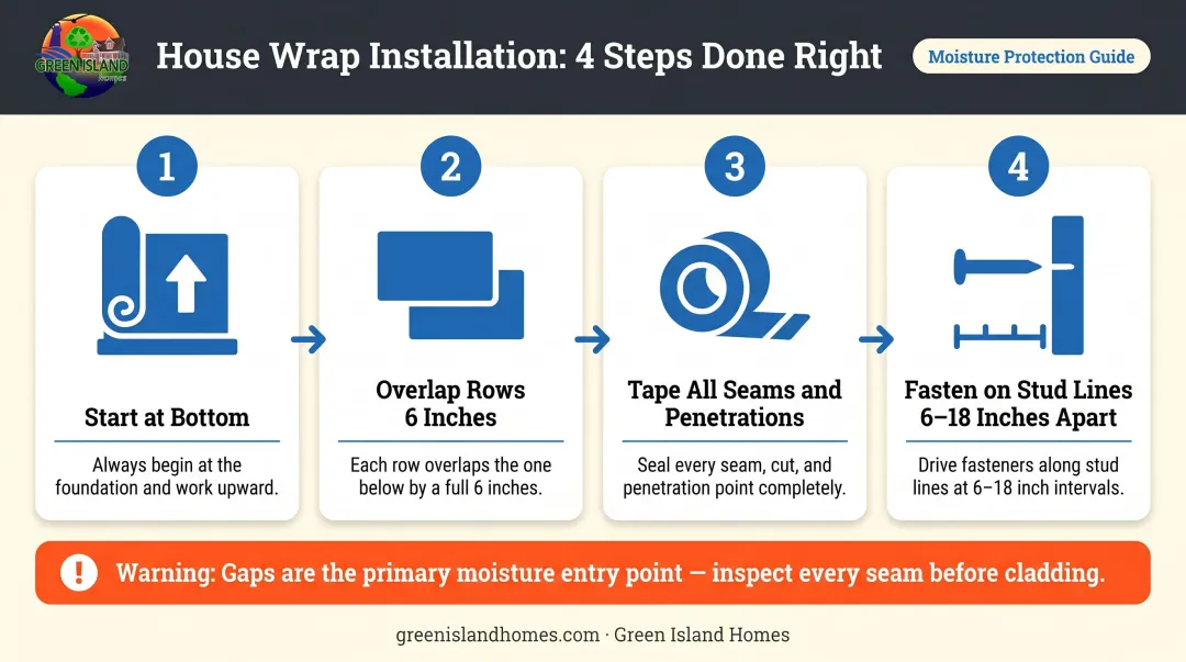Four-step weather-resistant barrier installation process flow diagram