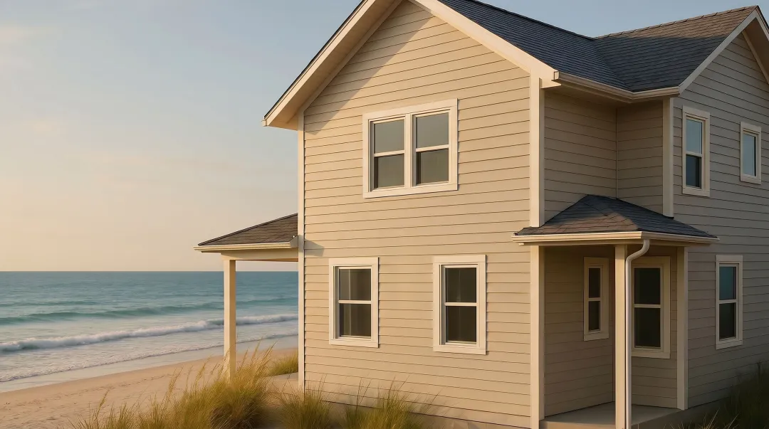 Coastal home wood clapboard siding installation with stainless steel fasteners and rainscreen gap