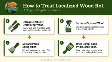 Step-by-step wood siding epoxy rot repair process flow diagram