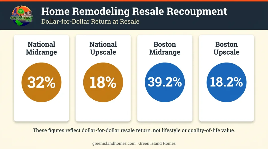Master suite addition ROI comparison national versus Boston market resale recoupment rates