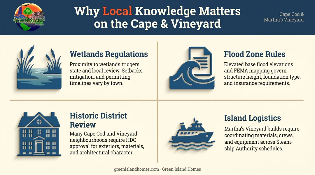 Cape Cod Martha's Vineyard local building regulations four key categories infographic