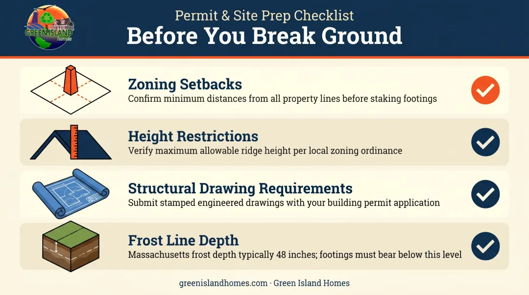Building permit pre-construction checklist four key requirements infographic