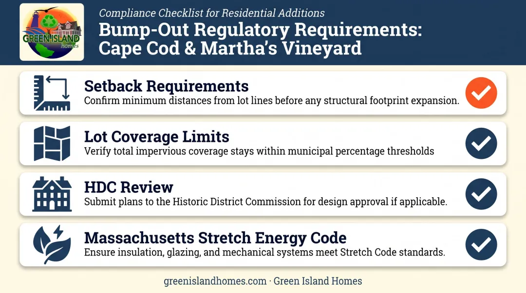 Cape Cod Martha's Vineyard bump-out permit and zoning requirements checklist infographic