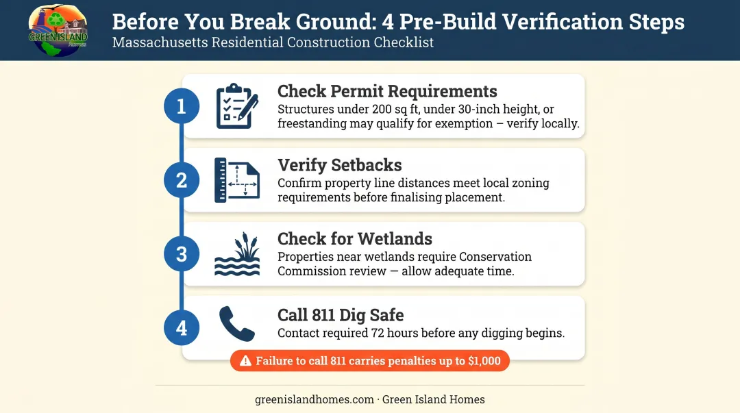 4-step pre-build checklist for Massachusetts ground-level deck permits and site compliance