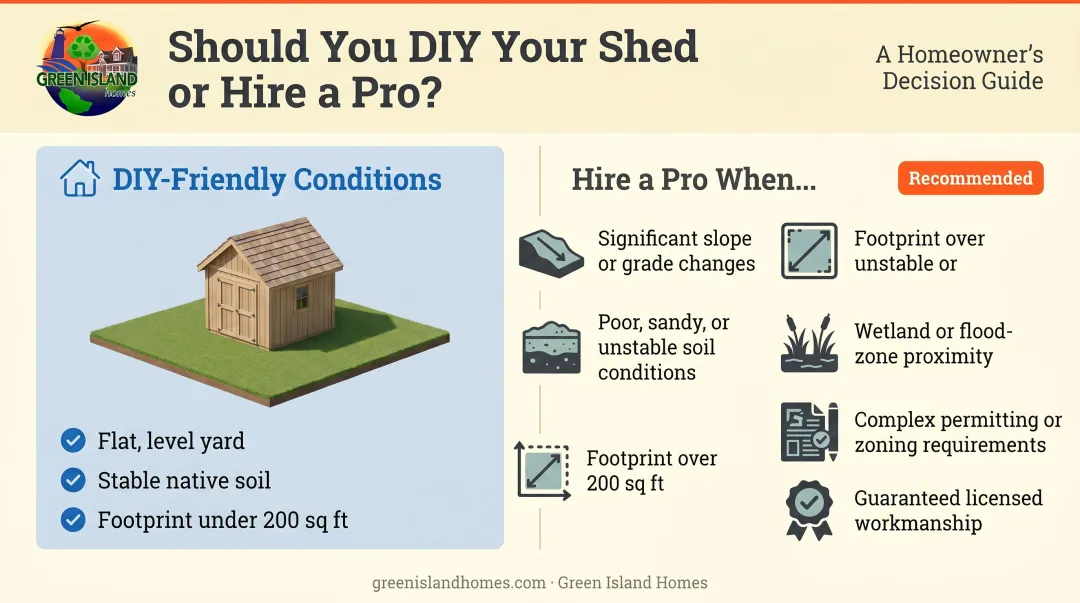 DIY versus professional deck builder decision guide with six hiring trigger conditions