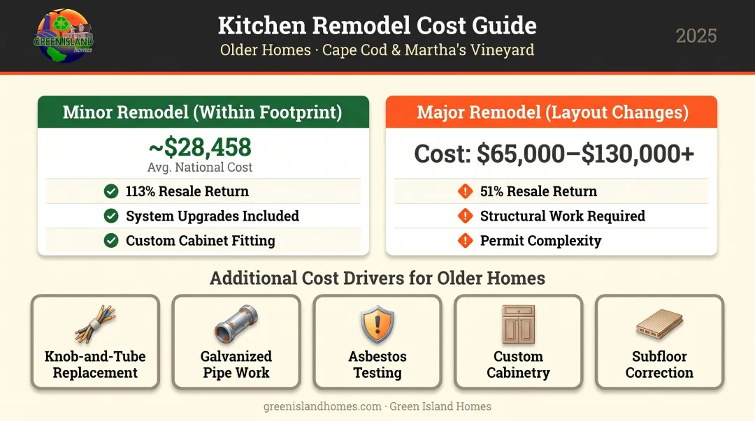 Cost drivers comparison minor versus major kitchen remodel return on investment breakdown