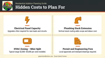 Four hidden cost categories in raised ranch master suite addition planning infographic