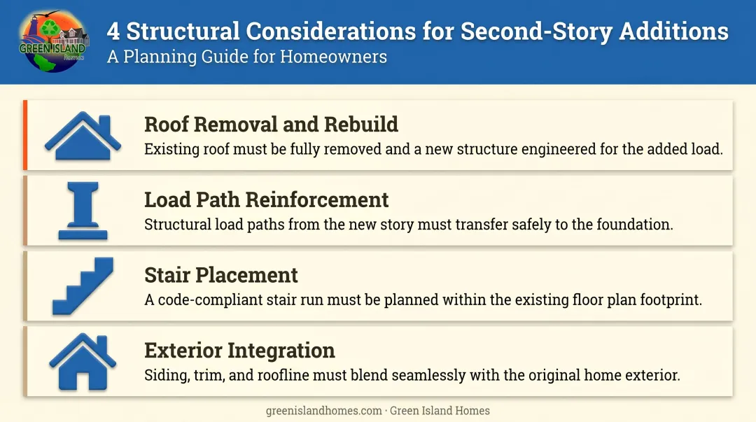 Four key structural considerations for second-story home addition infographic