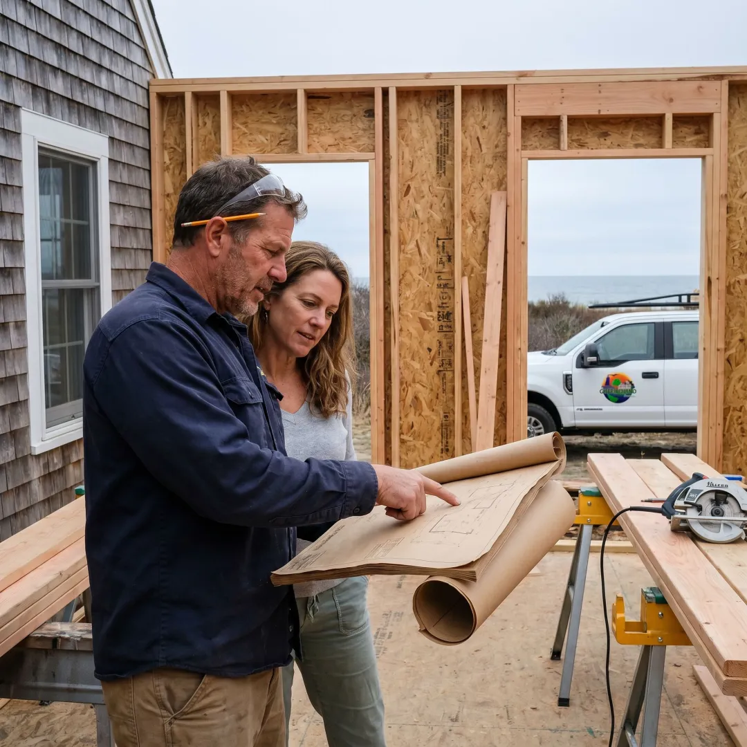 Contractor discussing remodeling plans with a homeowner