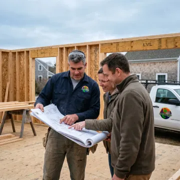 Builder reviewing custom home plans
