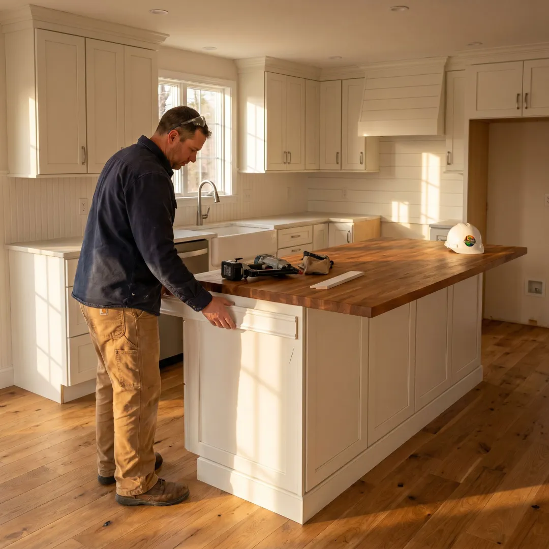 Bright remodeled kitchen with custom island and cabinetry