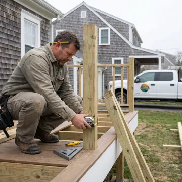Deck railing installation process on residential deck