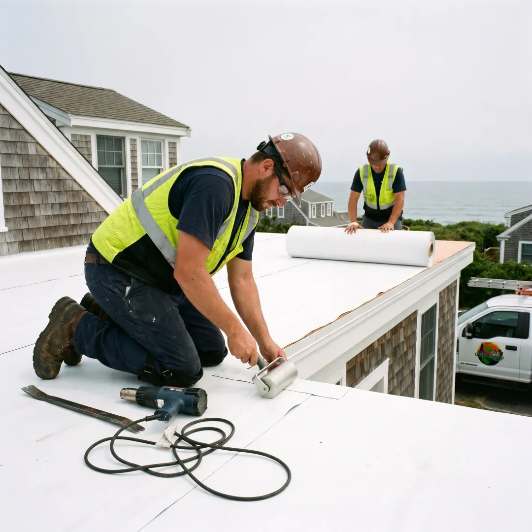 Flat roof installation on a residential home