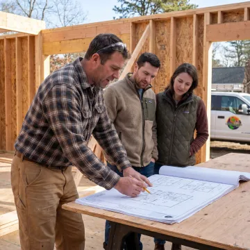 Contractor reviewing home construction plans