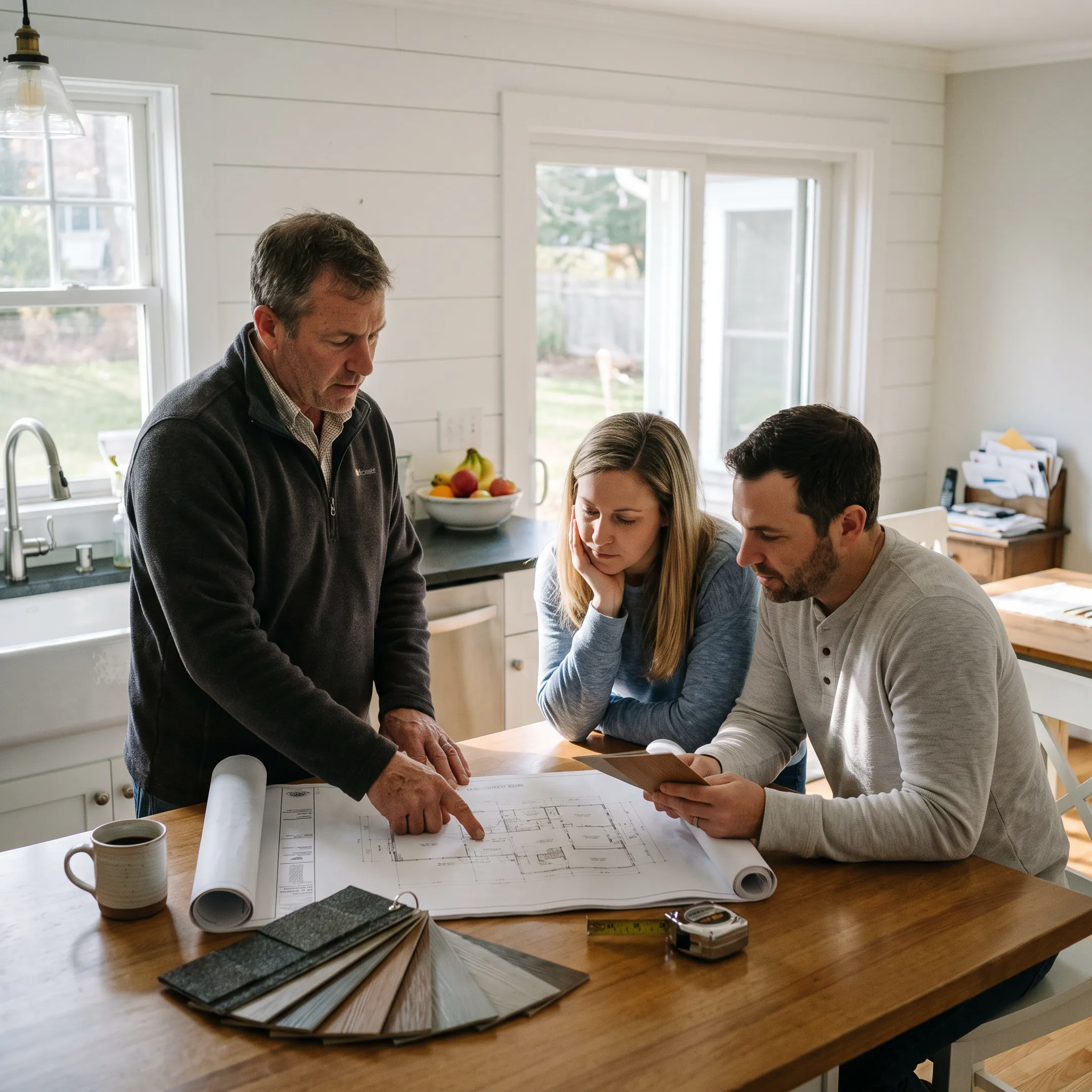 Contractor discussing home addition plans