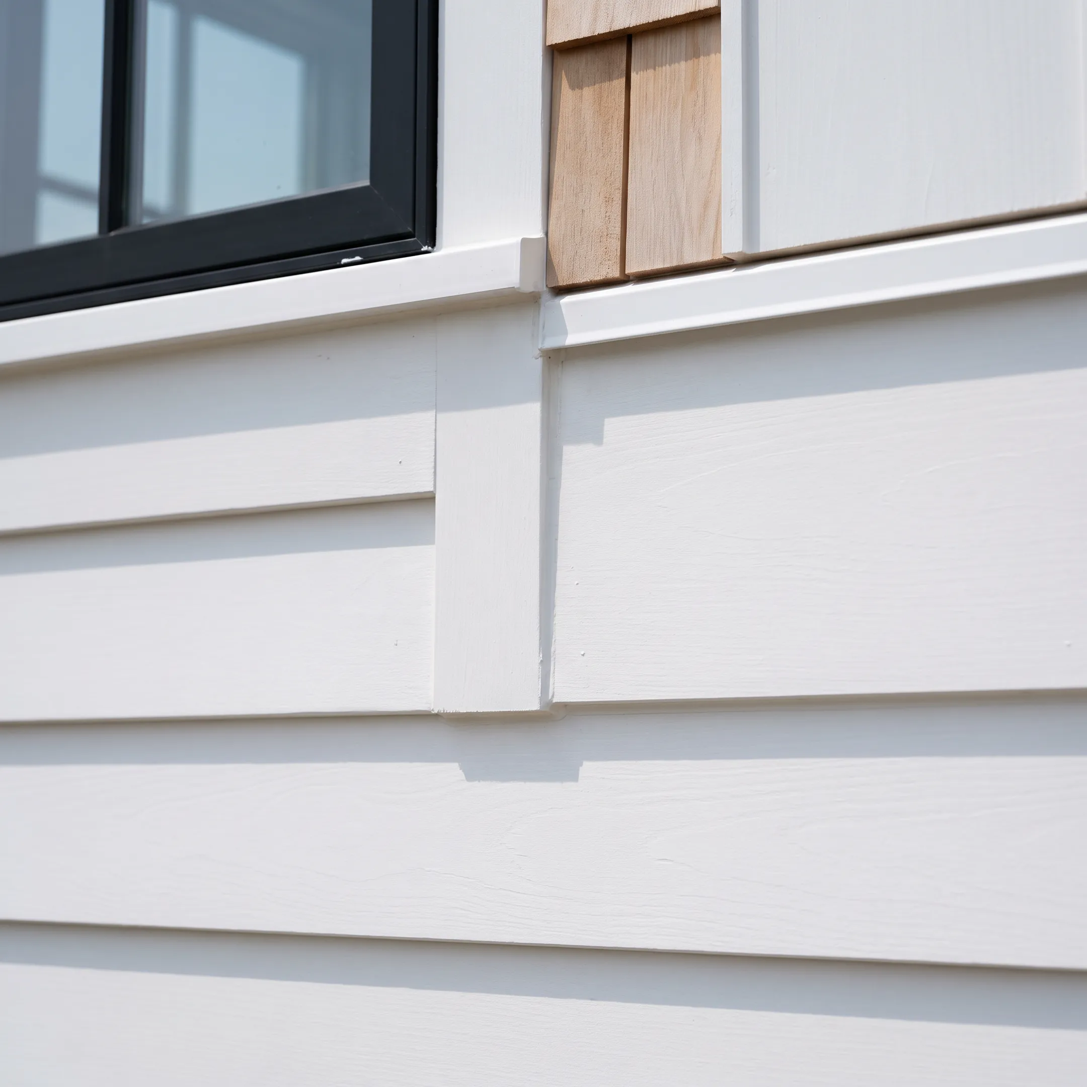 Freshly installed wood siding on a residence