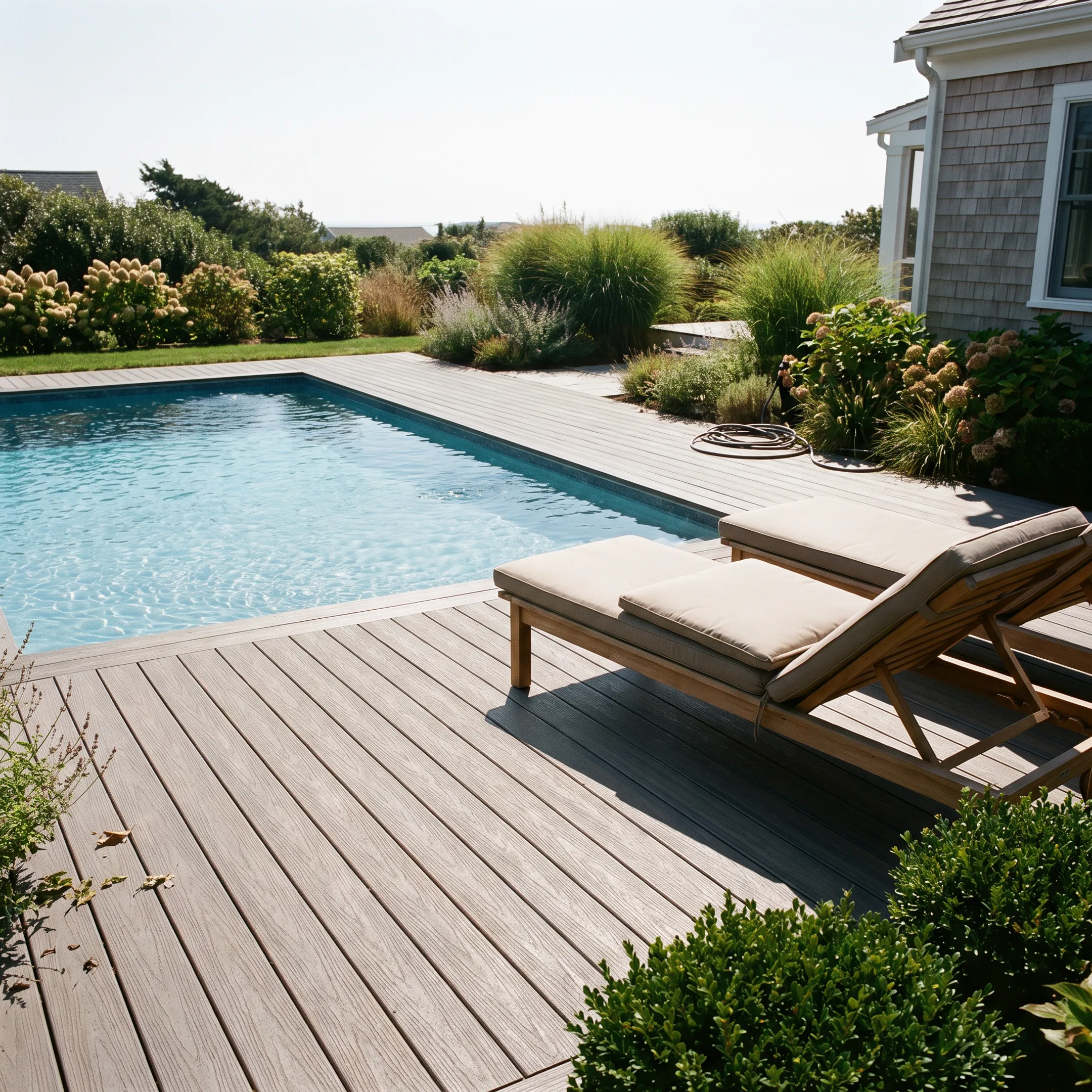 Custom pool deck beside a residential swimming pool