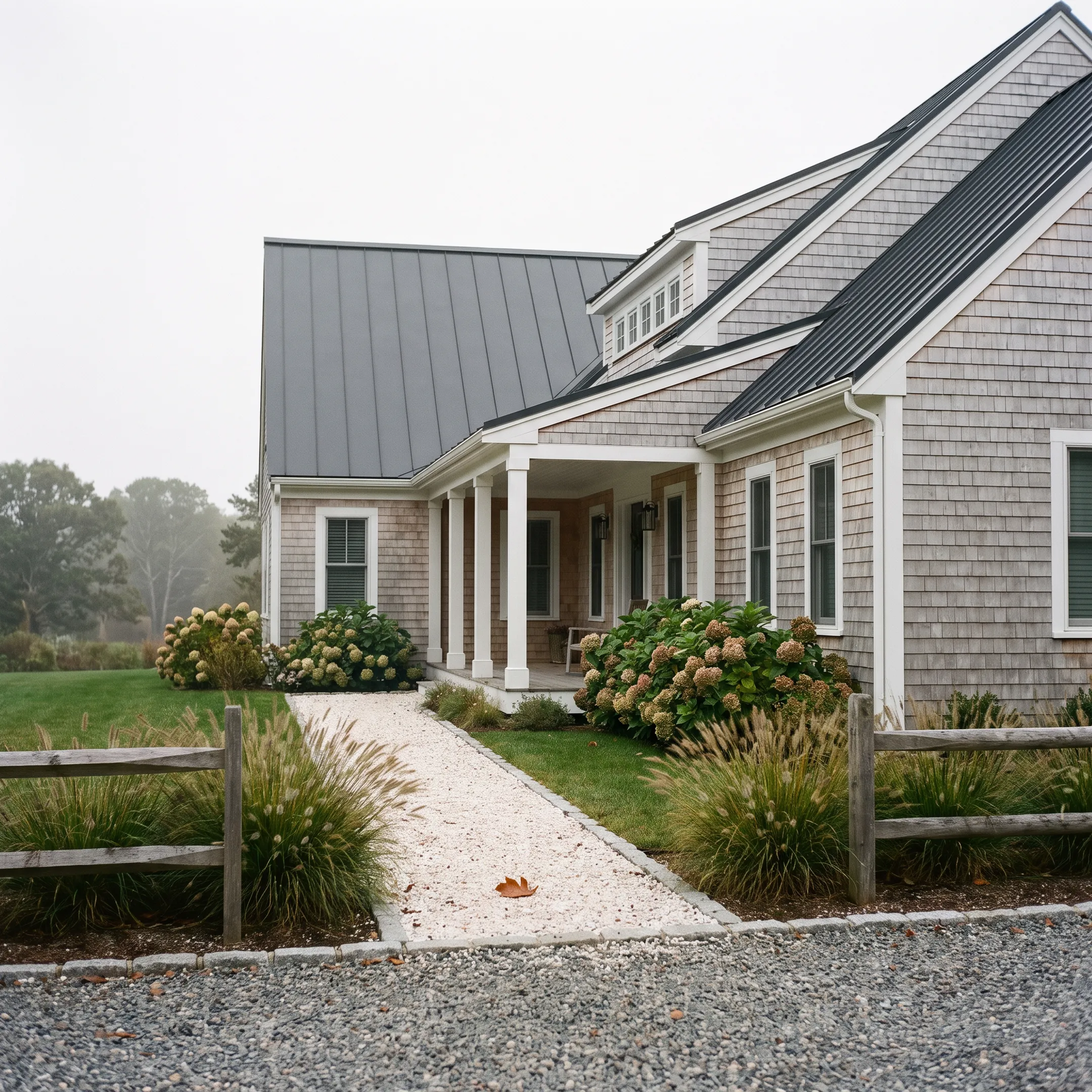 Modern coastal home with metal roofing