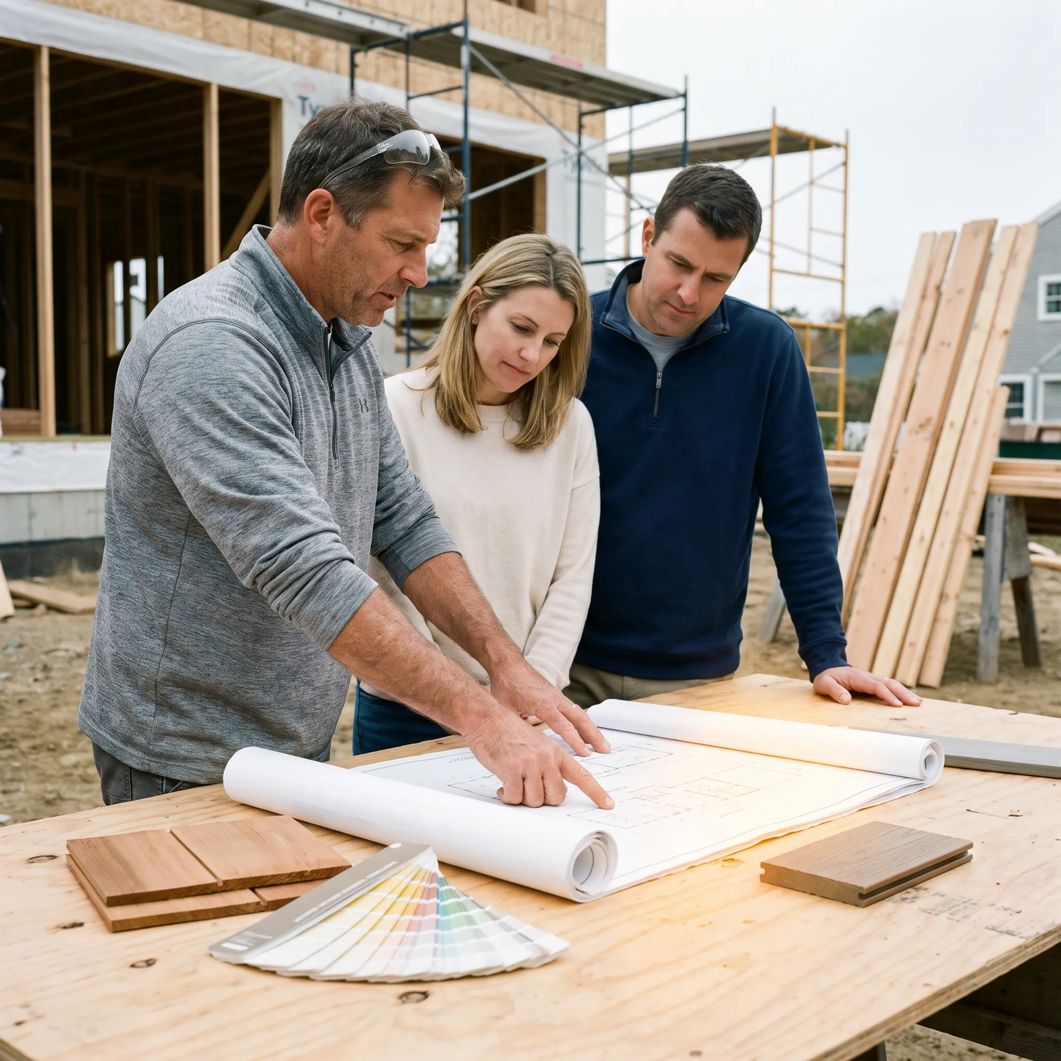 Builder reviewing modular home plans