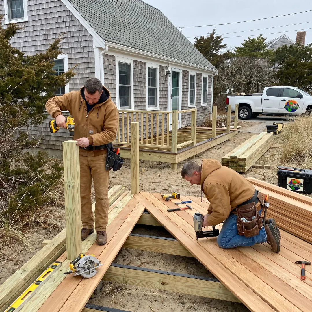 Custom deck and porch construction on a coastal home