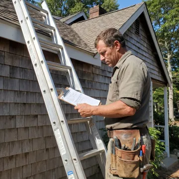 Roofing contractor reviewing inspection notes