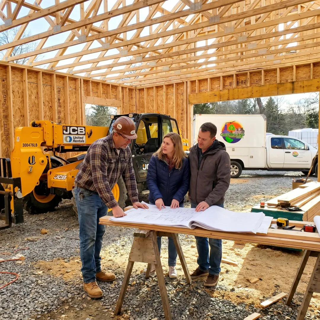 Contractor reviewing custom home plans
