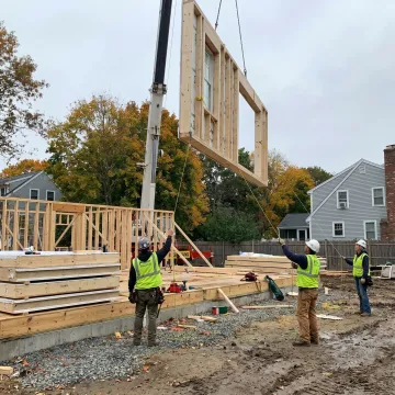 Modern modular home under construction
