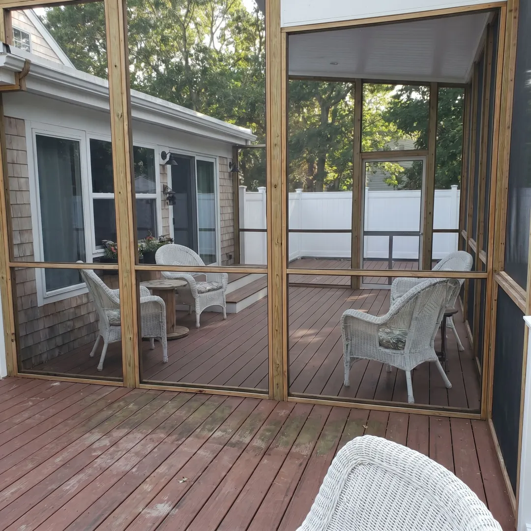 Completed residential deck enclosure