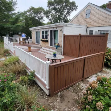 New wood deck and fence at a coastal home