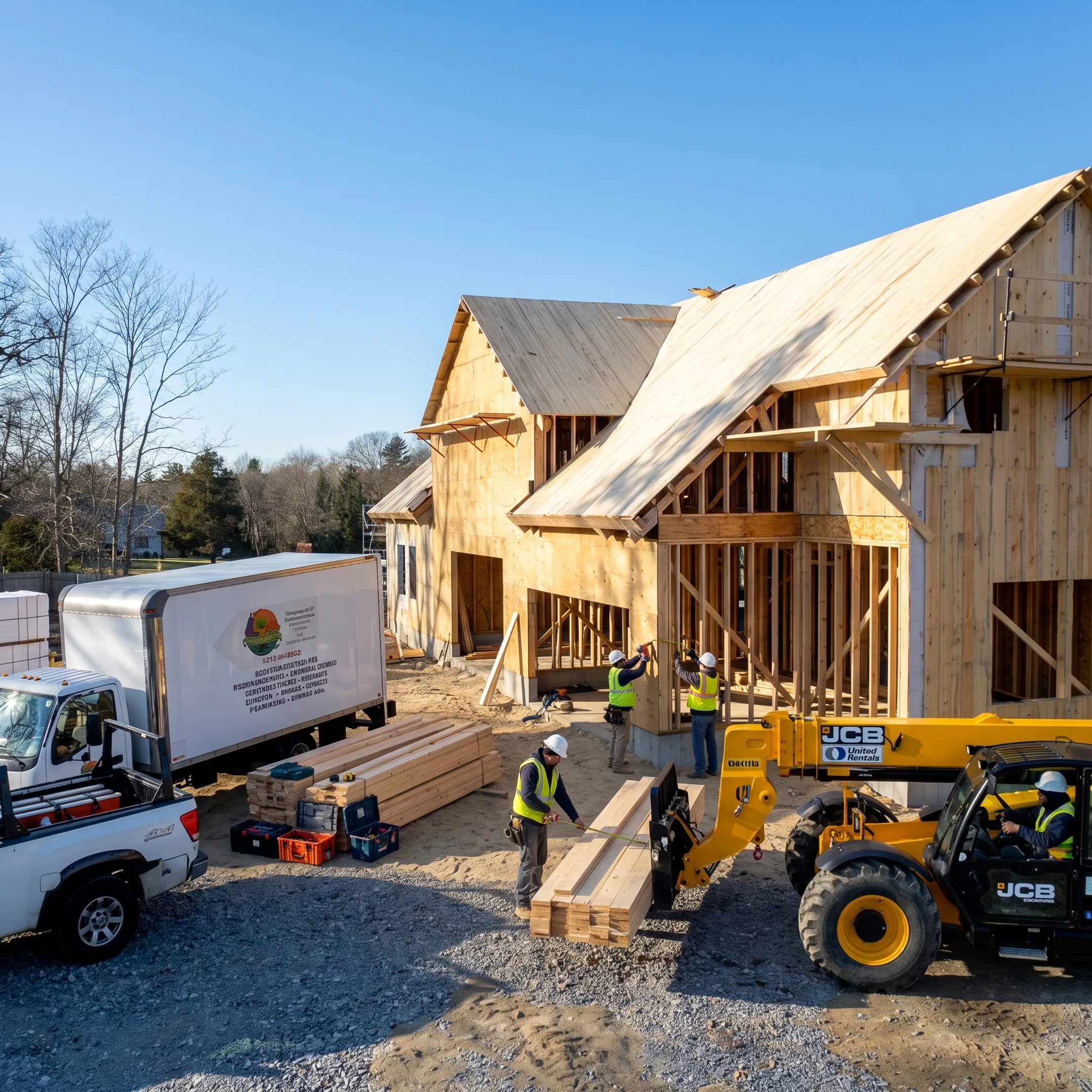 Custom home addition under construction