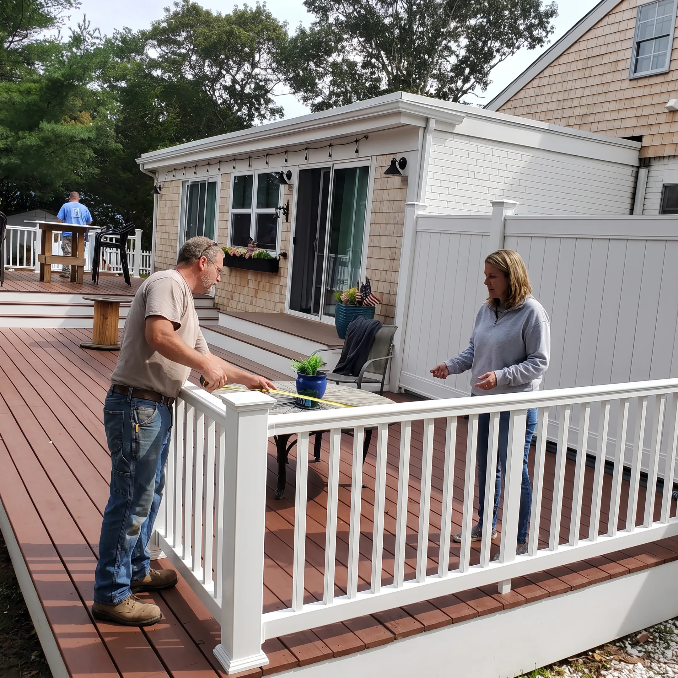 Contractor planning a composite deck