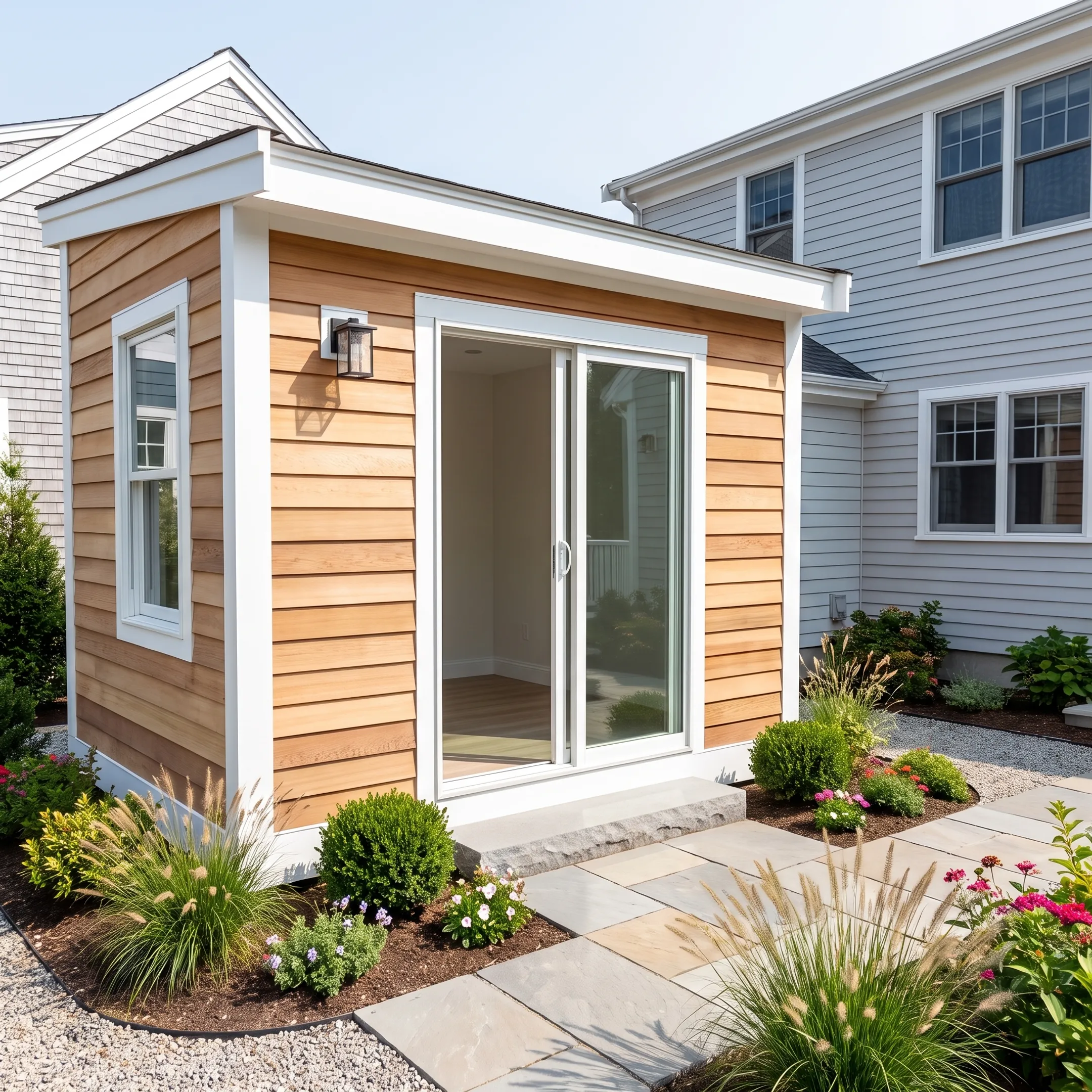 Newly built custom guest house beside a coastal home