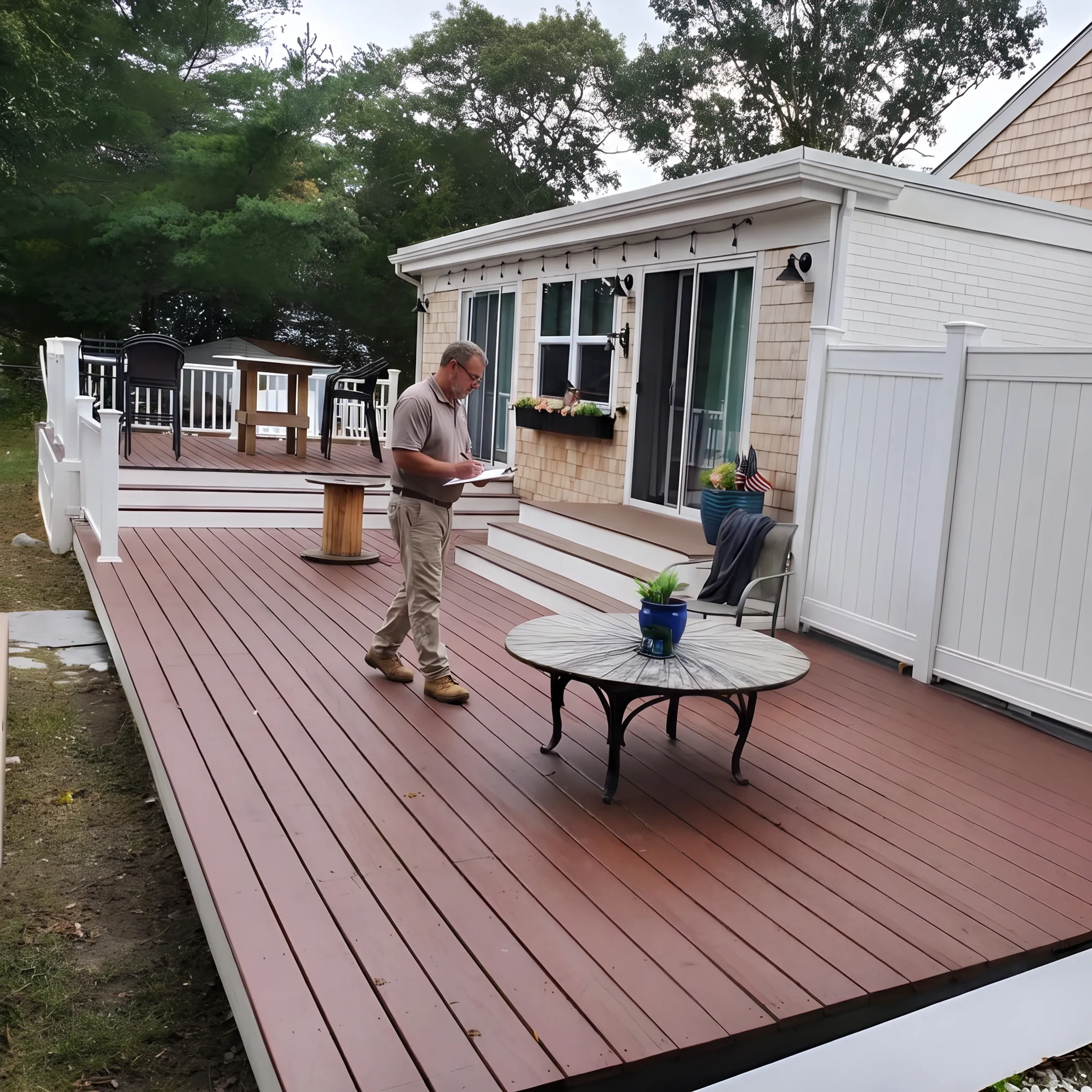 Property manager inspecting vacation home