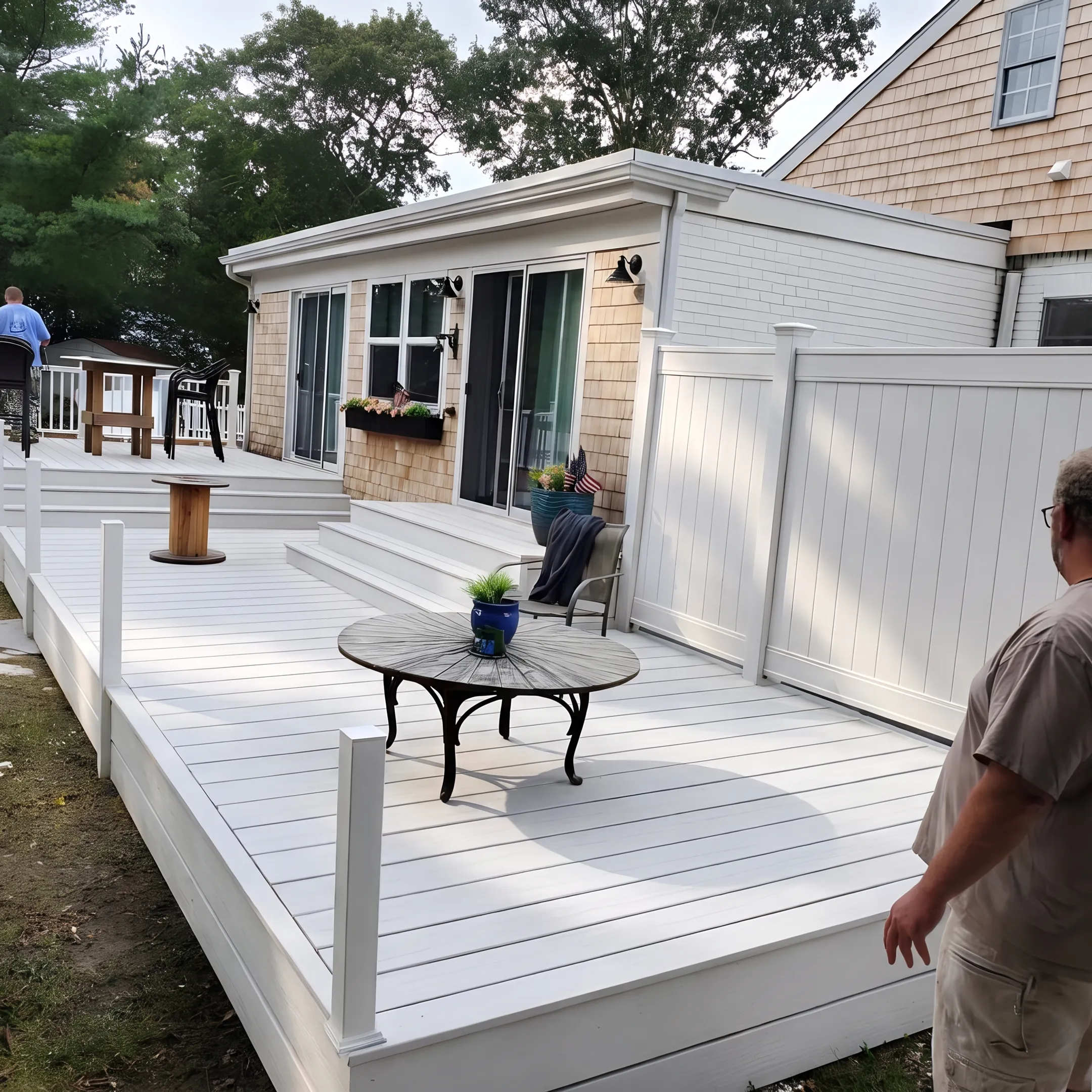 Fresh wood siding detail on a home exterior