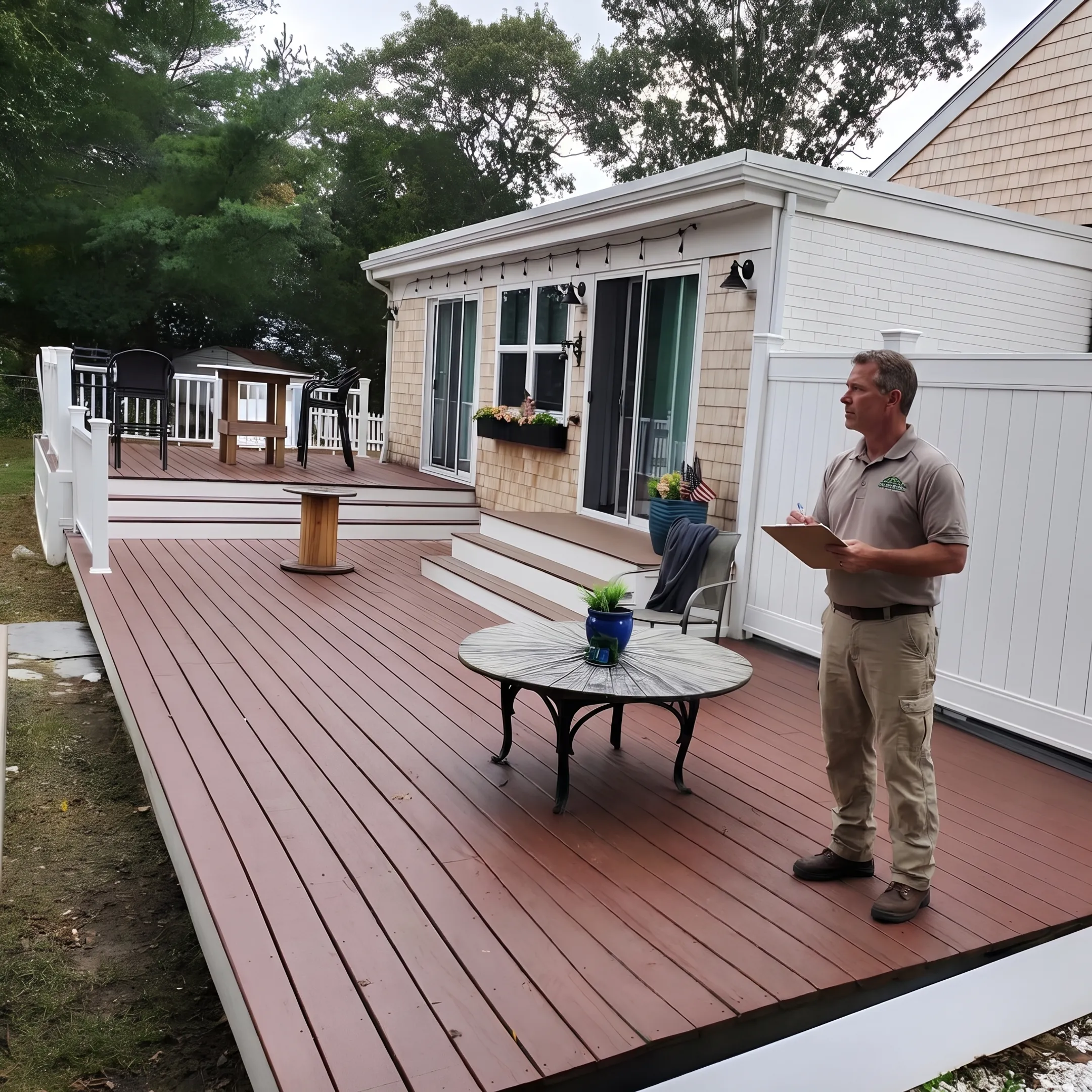 Residential property manager reviewing a coastal home