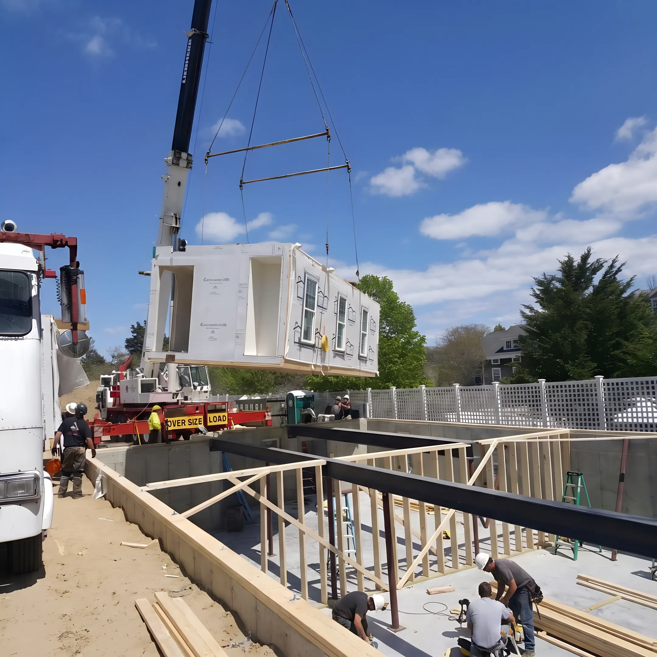 Custom modular home under construction in Massachusetts