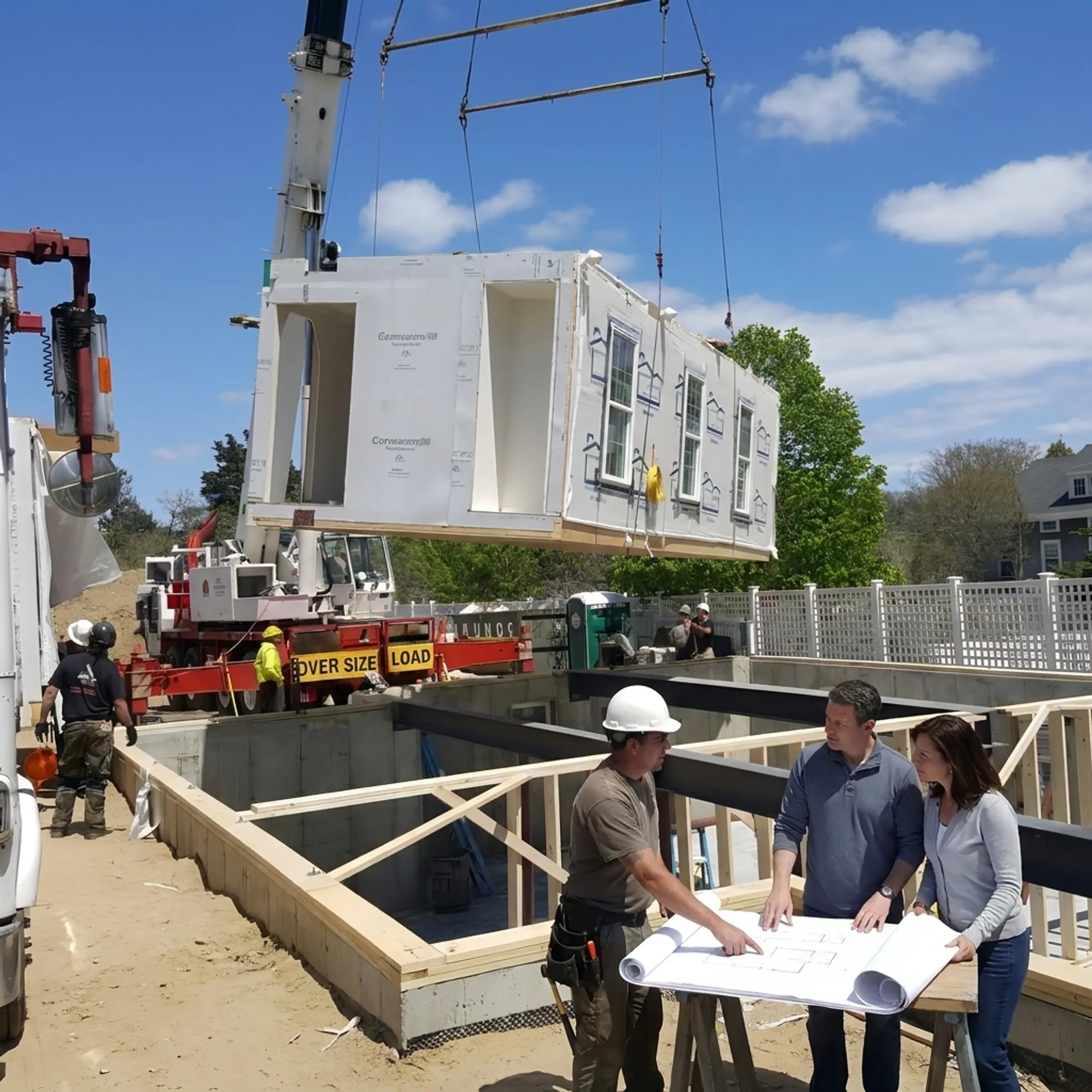 Builder reviewing modular home plans